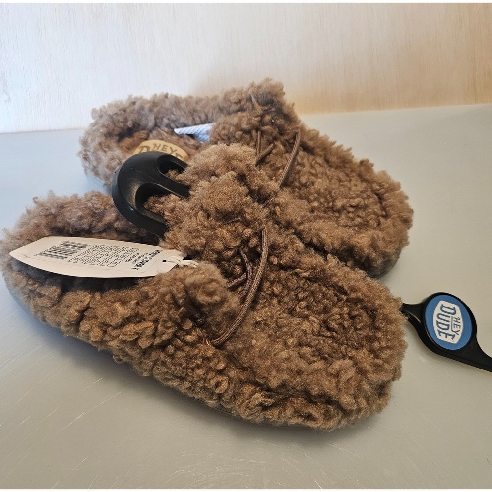 Hey Dude Kids J 2 Wendy Slipper Youth Shoes Slip Fuzzy Sherpa Teddy TIMBER WOLF